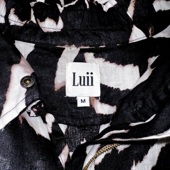 Luii Anthropologie Animal-Print Linen Jacket High-Low Safari Boho Eco-Friendly M - Picture 6 of 8